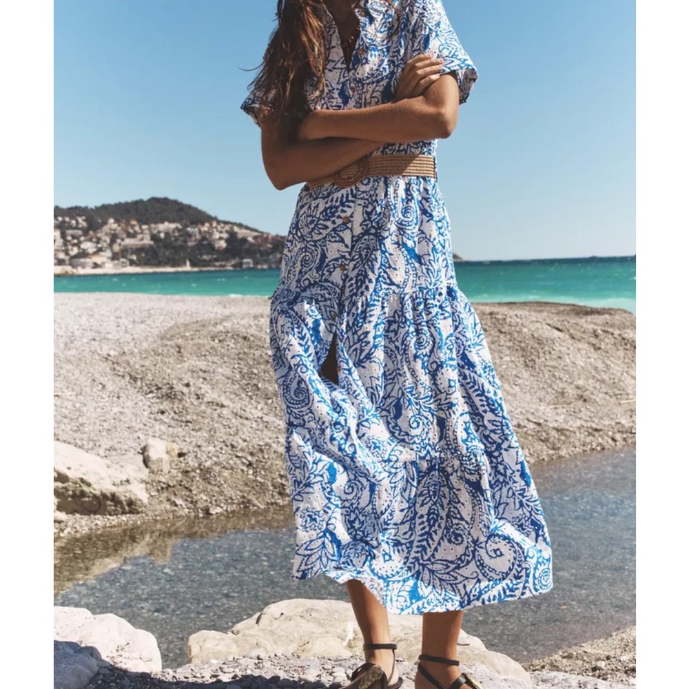 Zara Blue and White Floral Dress size medium